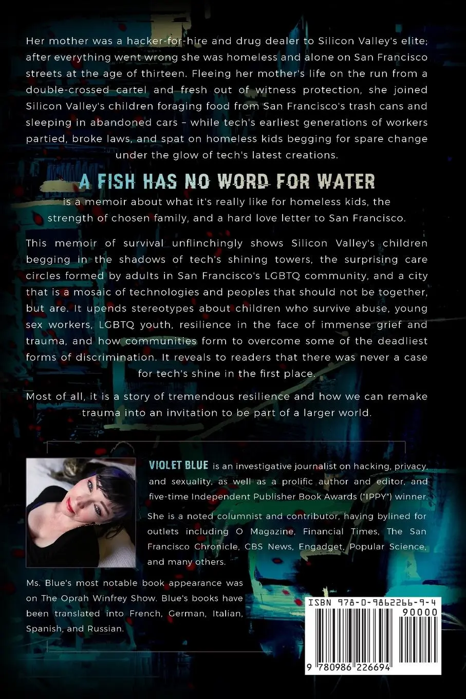 Rückseite: 9780986226694 | A Fish Has No Word For Water | A punk homeless San Francisco memoir