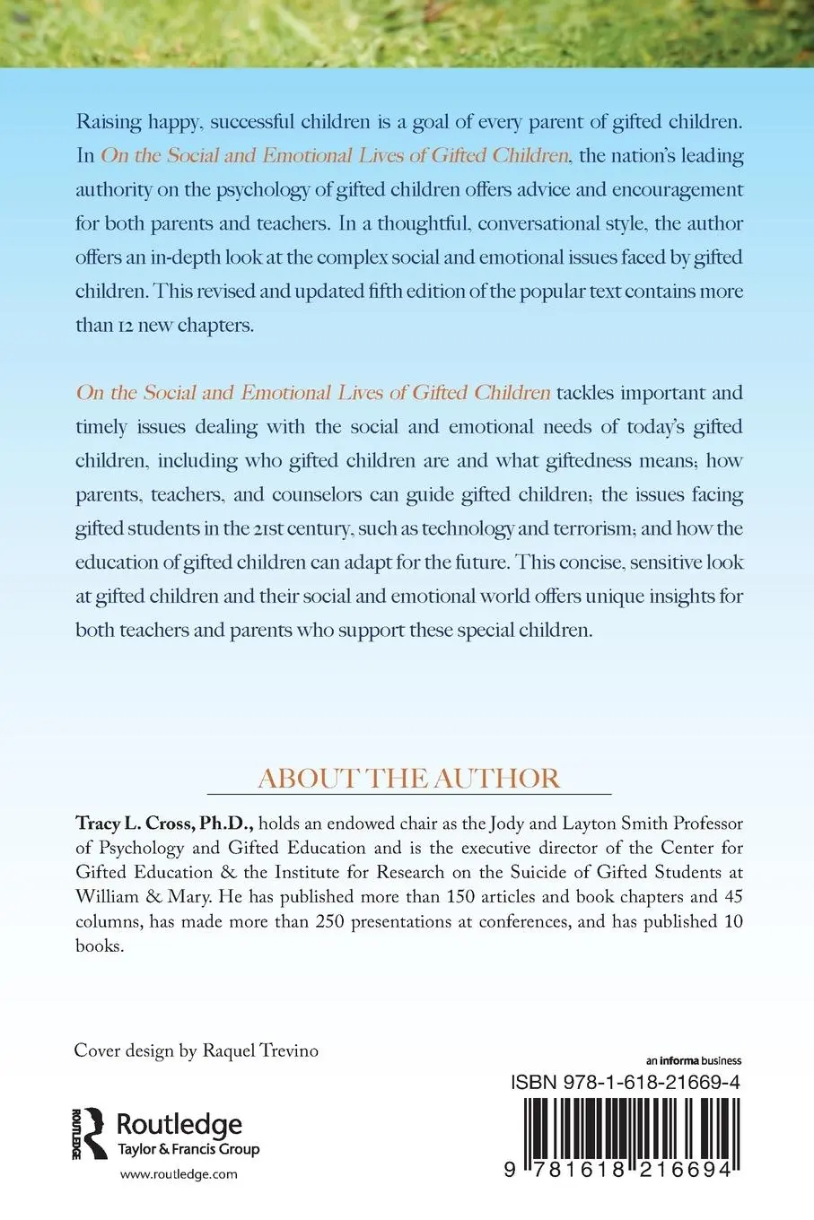 Rückseite: 9781618216694 | On the Social and Emotional Lives of Gifted Children | Tracy L. Cross