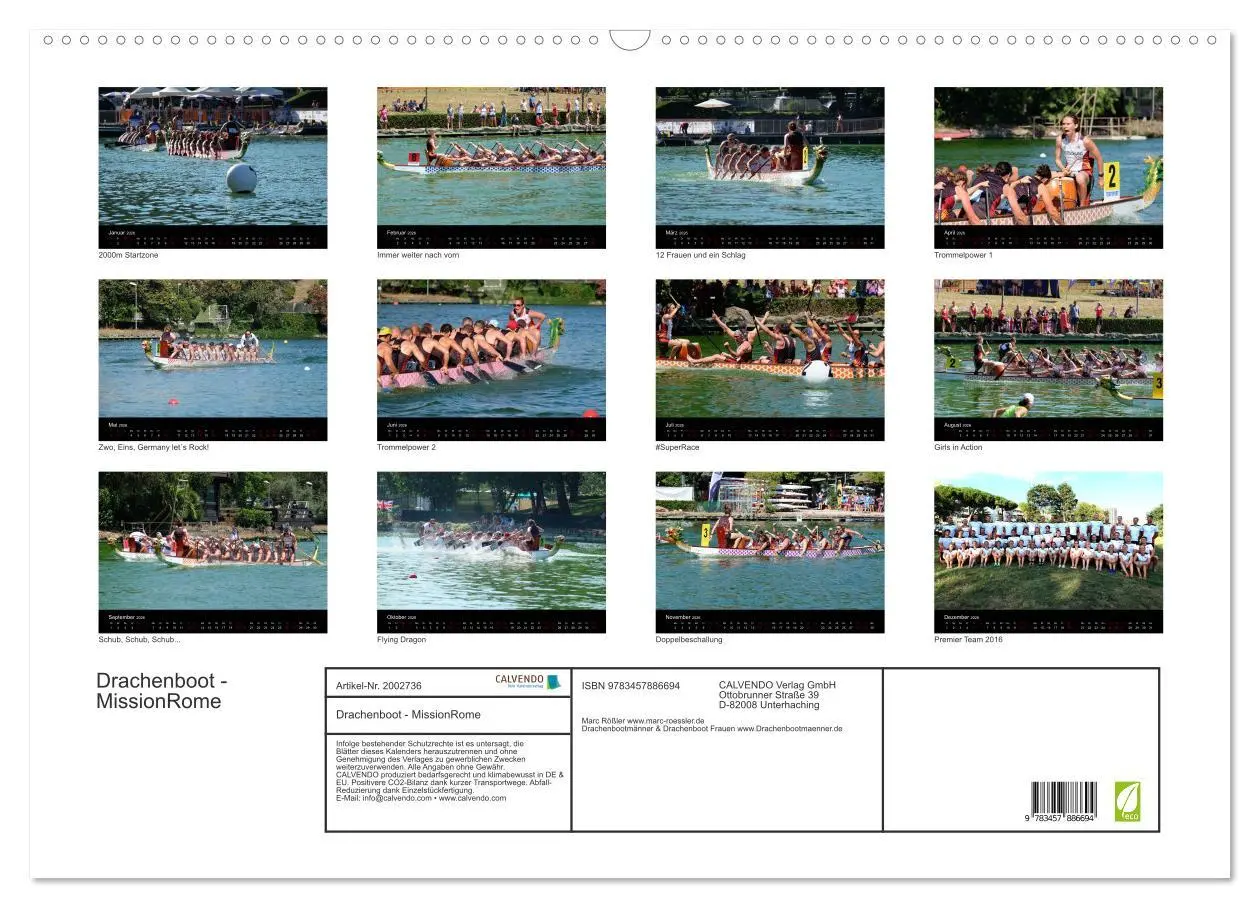 Bild: 9783457886694 | Drachenboot - MissionRome (Wandkalender 2026 DIN A2 quer), CALVENDO...