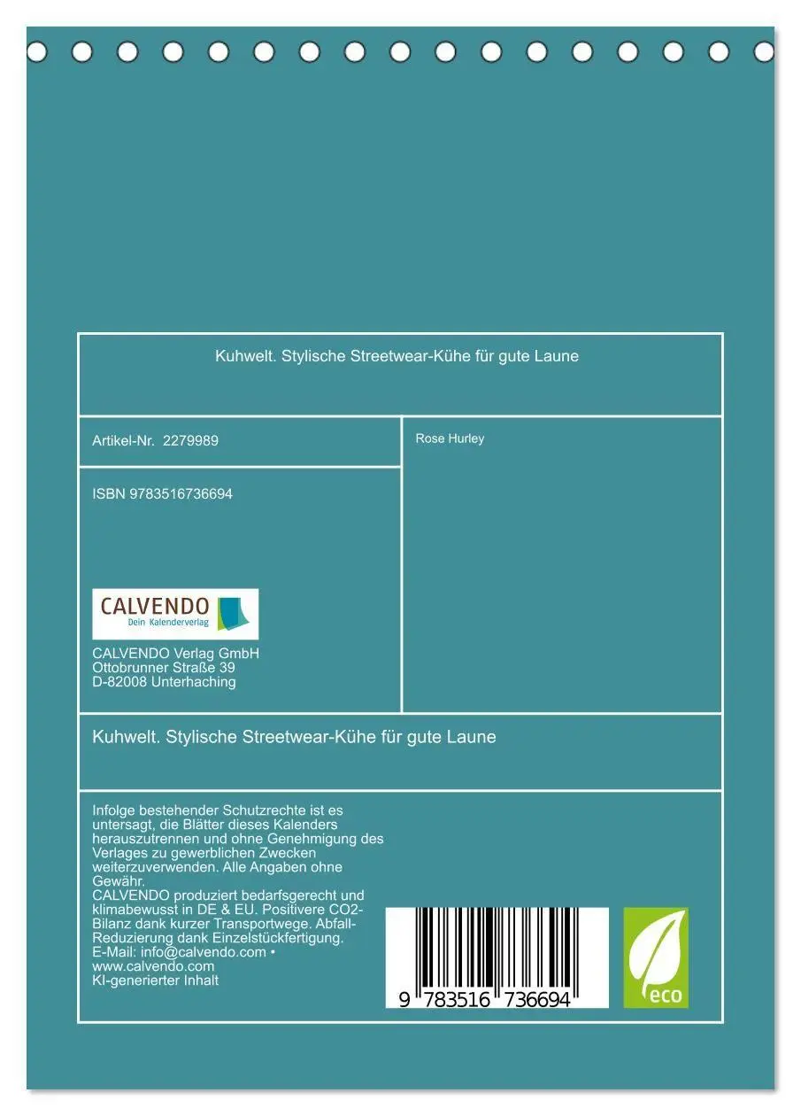 Bild: 9783516736694 | Kuhwelt. Stylische Streetwear-Kühe für gute Laune (Tischkalender...