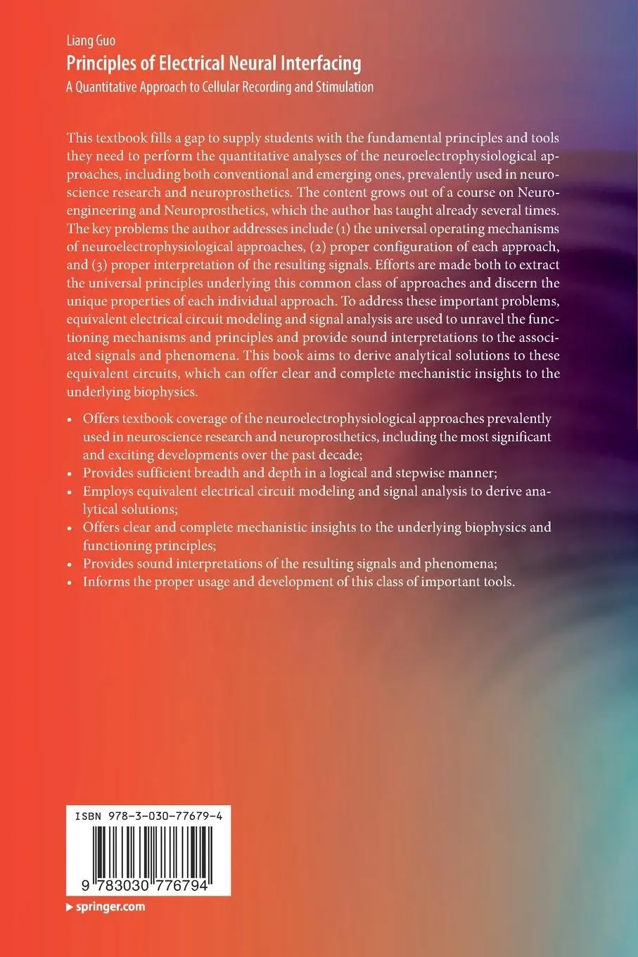 Rückseite: 9783030776794 | Principles of Electrical Neural Interfacing | Liang Guo | Taschenbuch