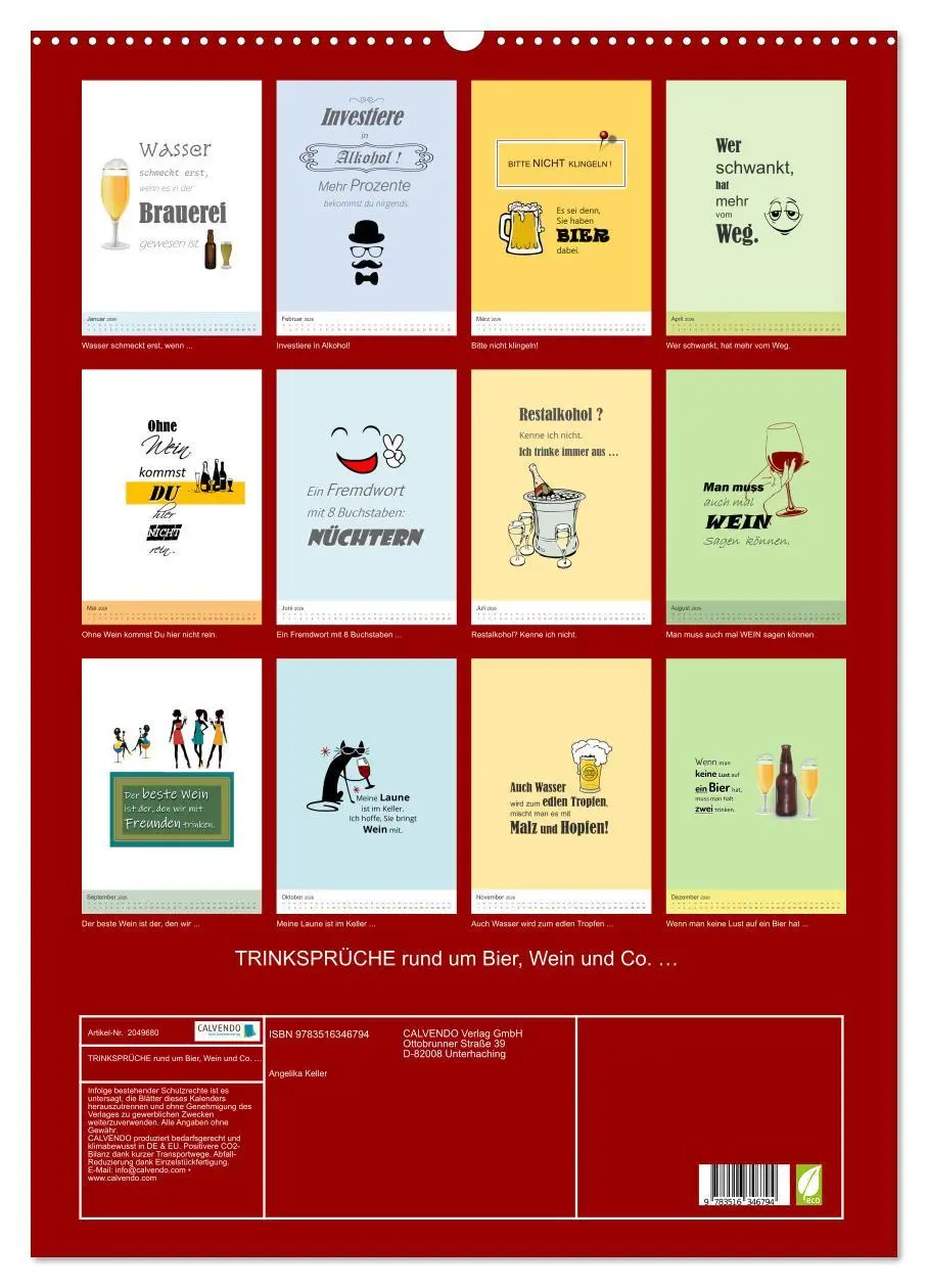 Bild: 9783516346794 | TRINKSPRÜCHE rund um Bier, Wein und Co. ... (Wandkalender 2026 DIN...