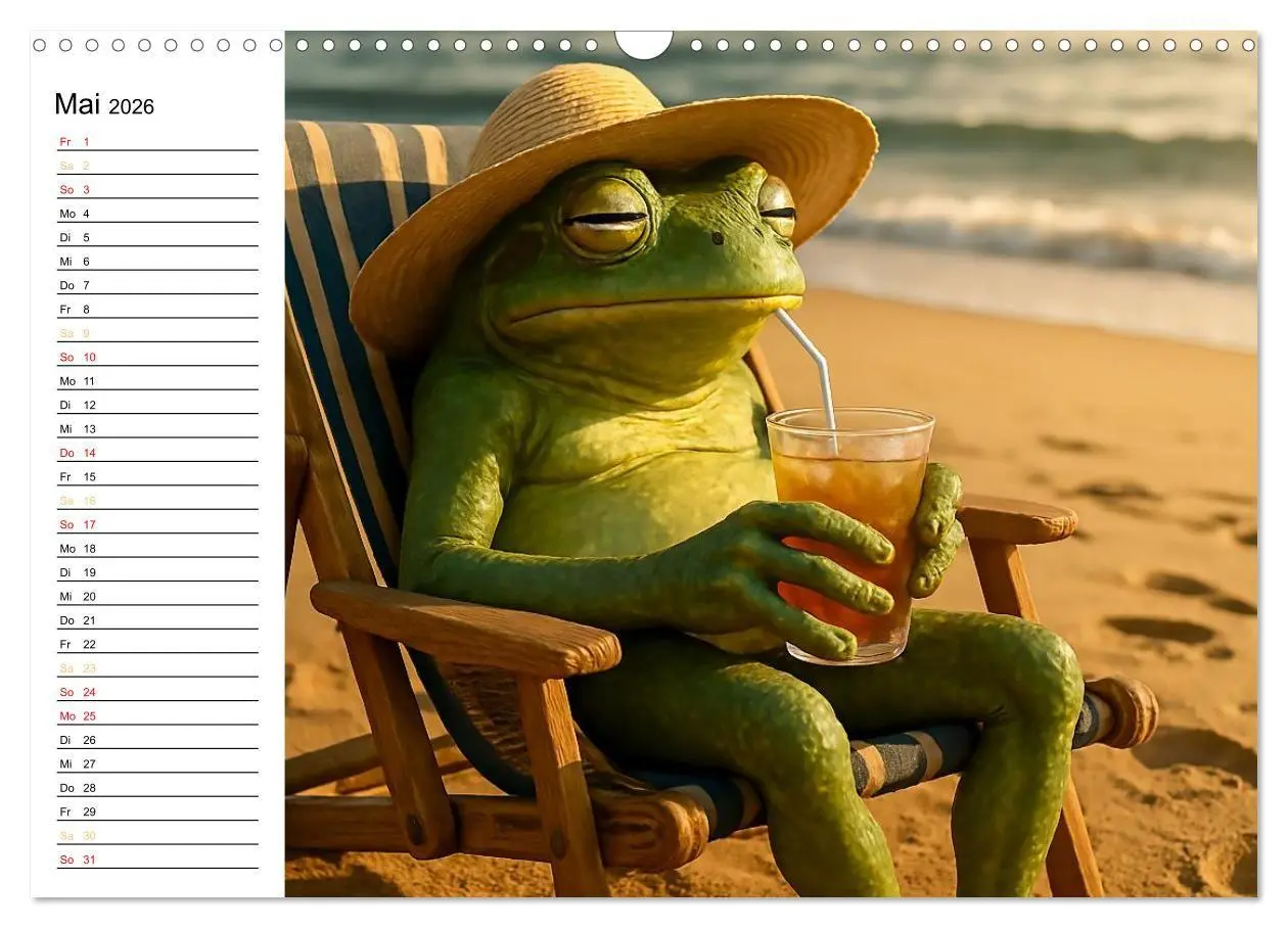 Bild: 9783516716894 | Frosch am Strand - Sommer, Sonne, grüne Haut (Wandkalender 2026 DIN...