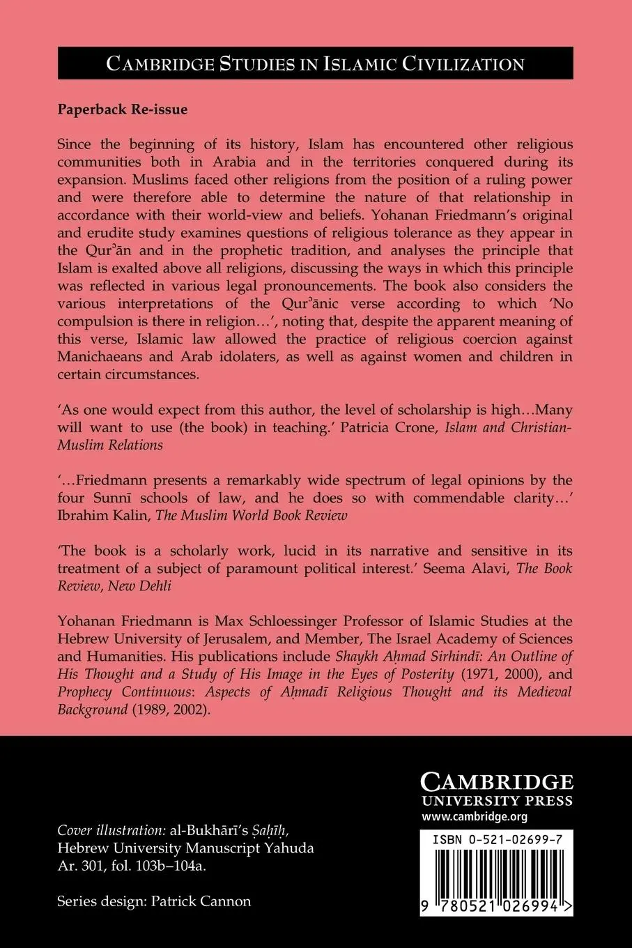 Rückseite: 9780521026994 | Tolerance and Coercion in Islam | Yohanan Friedmann | Taschenbuch