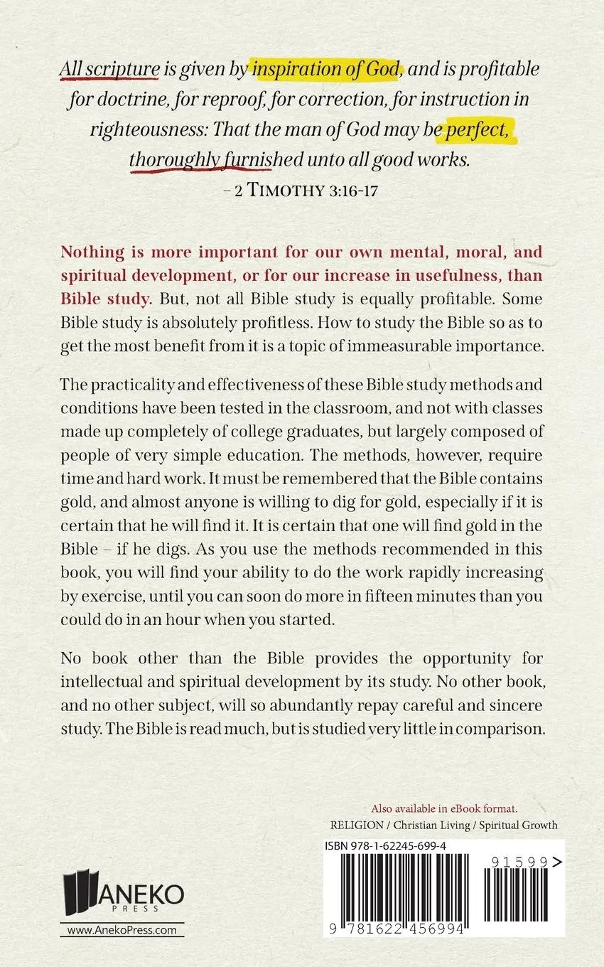 Rückseite: 9781622456994 | How to Study the Bible Intentionally | Reuben A. Torrey | Taschenbuch