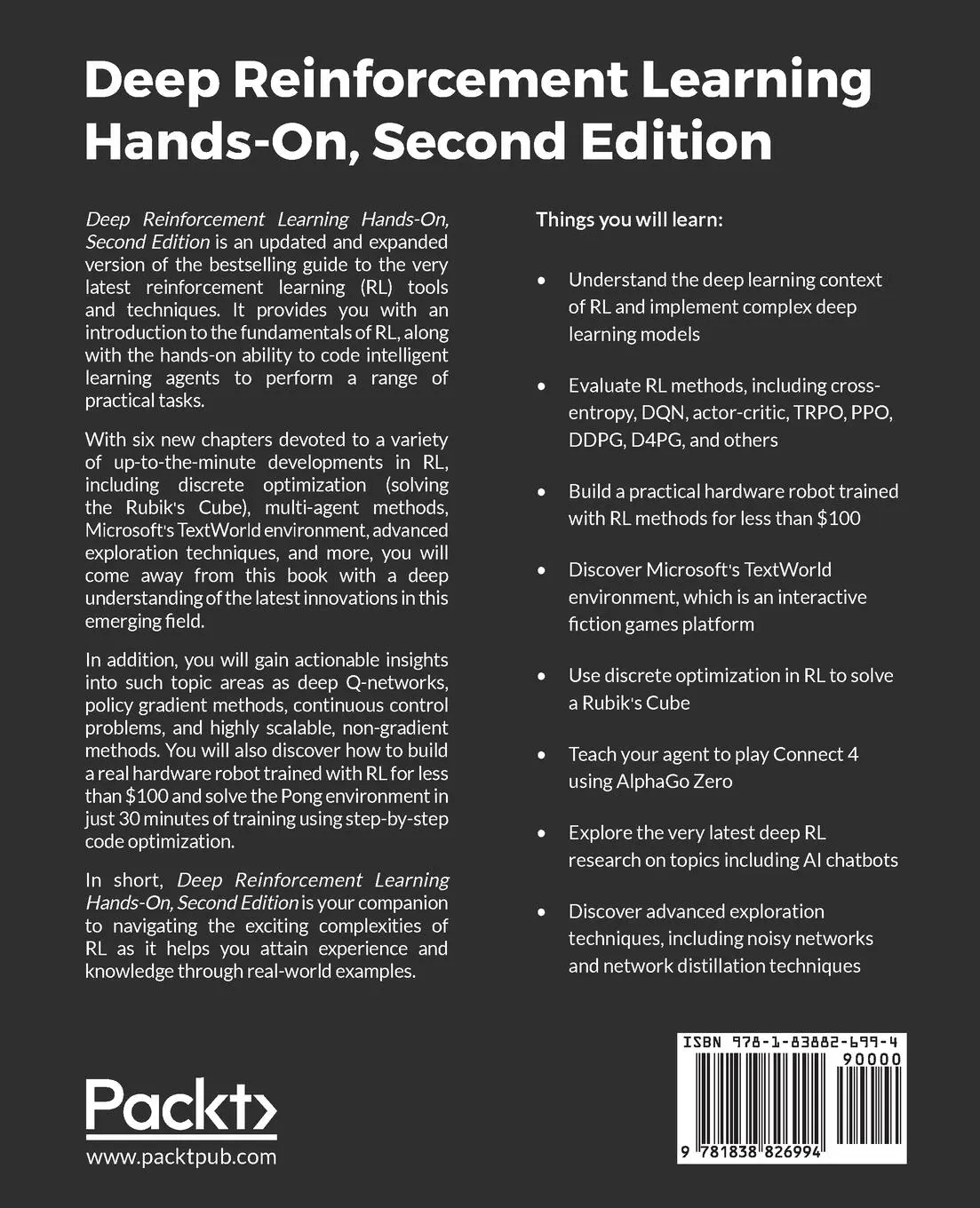 Rückseite: 9781838826994 | Deep Reinforcement Learning Hands-On - Second Edition | Maxim Lapan