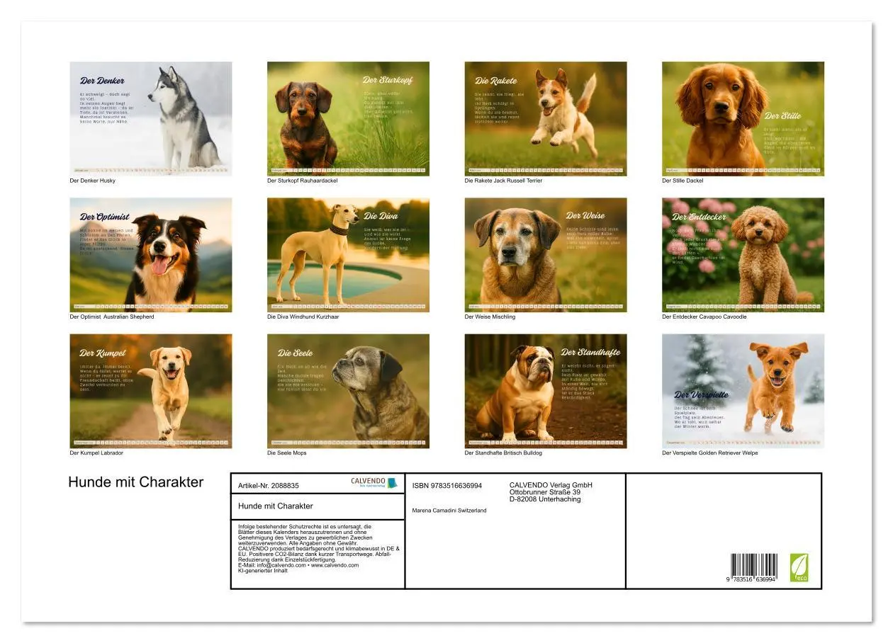 Bild: 9783516636994 | Hunde mit Charakter (Wandkalender 2026 DIN A2 quer), CALVENDO...