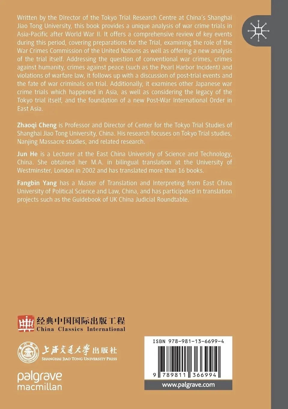 Rückseite: 9789811366994 | A History of War Crimes Trials in Post 1945 Asia-Pacific | Cheng | xix
