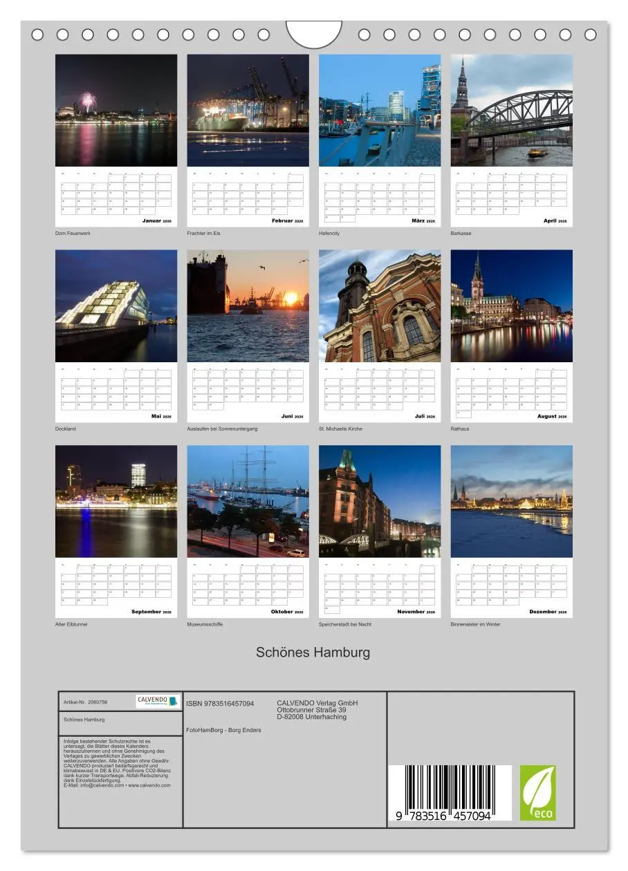 Bild: 9783516457094 | Schönes Hamburg (Wandkalender 2026 DIN A4 hoch), CALVENDO...