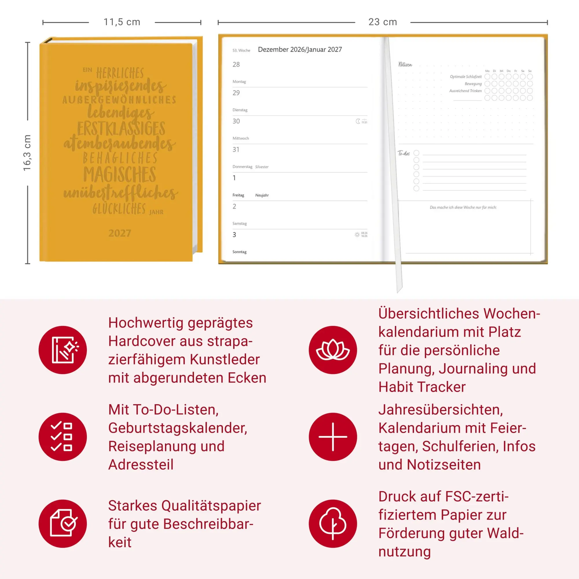 Bild: 9783756417094 | Kalenderbuch A6 gelb 2027 | Buch | Bürokalender Heye | 152 S. | 2027