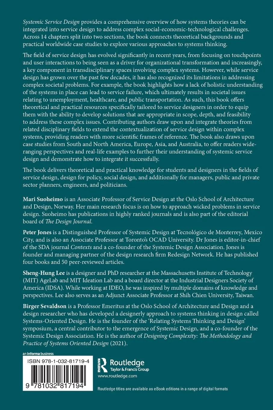 Rückseite: 9781032817194 | Systemic Service Design | Mari Suoheimo (u. a.) | Taschenbuch | 2025