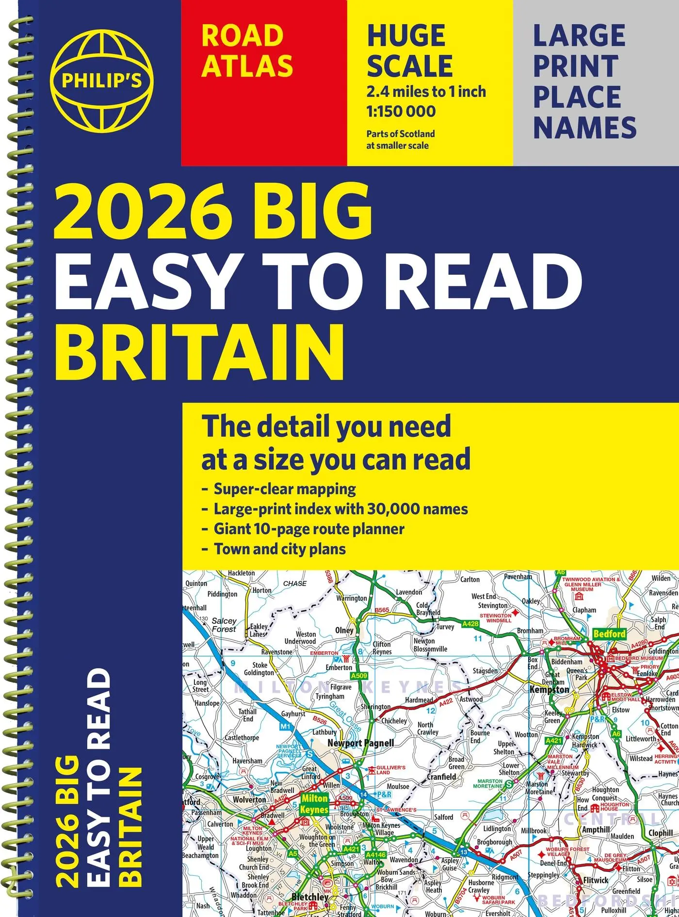 Cover: 9781849077194 | 2026 Philip's Big Easy to Read Britain Road Atlas | (A3 Spiral) | Maps