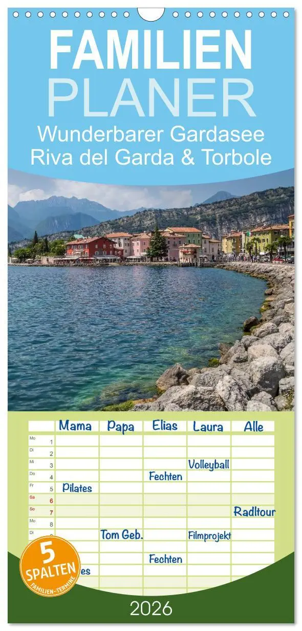 Cover: 9783516517194 | Familienplaner 2026 - WUNDERBARER GARDASEE Riva del Garda und...