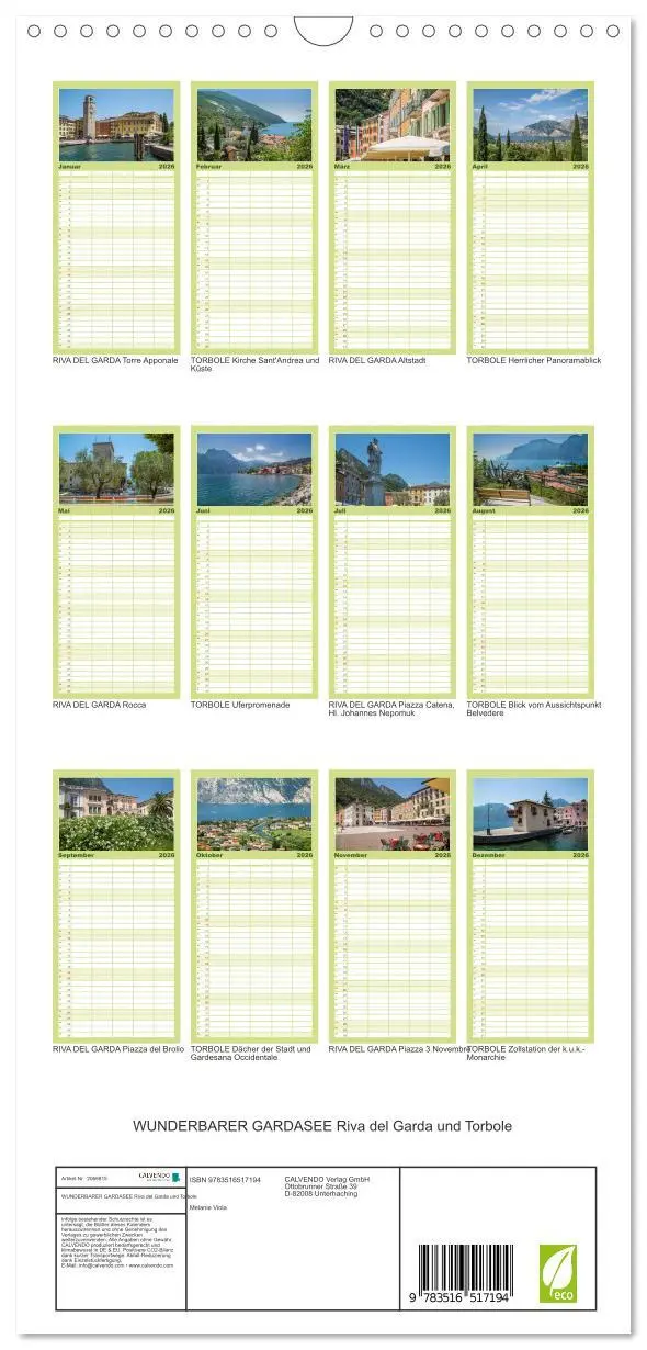 Bild: 9783516517194 | Familienplaner 2026 - WUNDERBARER GARDASEE Riva del Garda und...