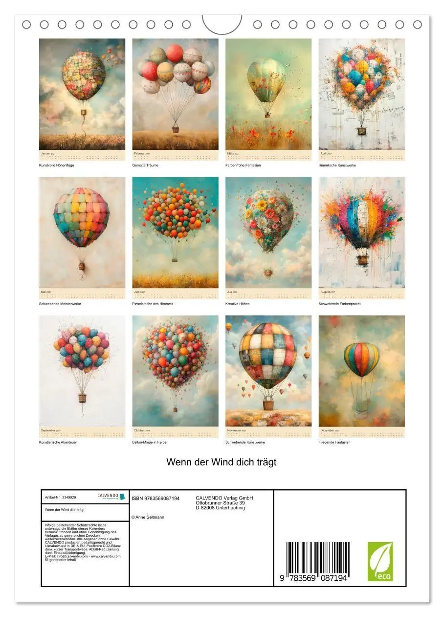 Bild: 9783569087194 | Wenn der Wind dich trägt (Wandkalender 2027 DIN A4 hoch), CALVENDO...