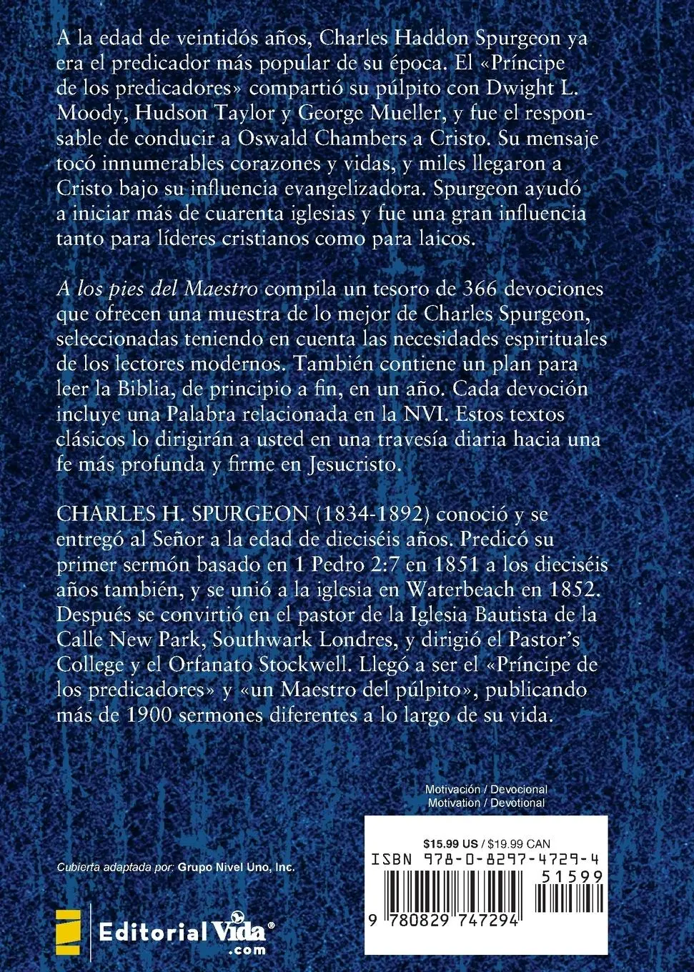 Rückseite: 9780829747294 | A los pies del Maestro | Diario devocional | Charles H. Spurgeon
