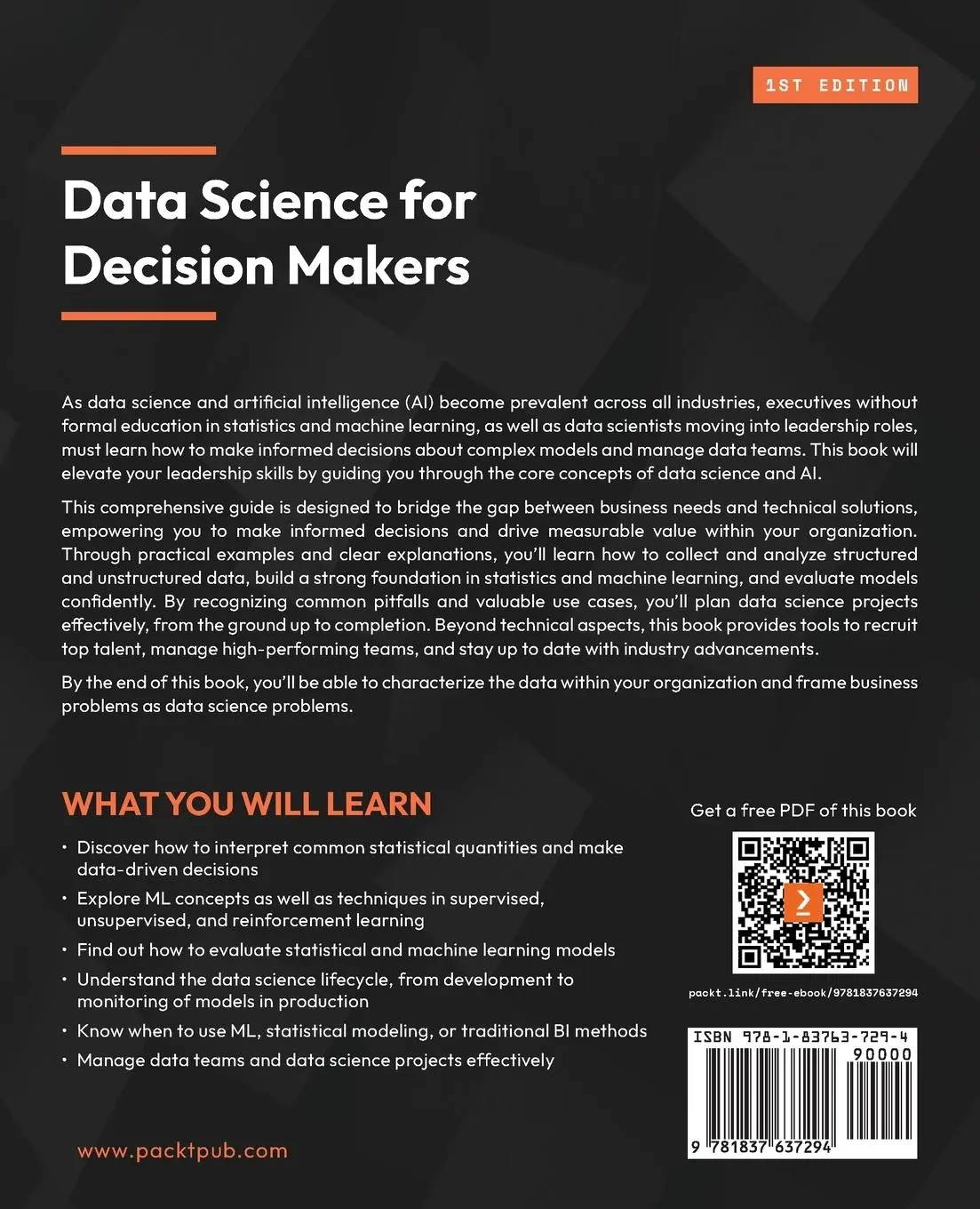 Rückseite: 9781837637294 | Data Science for Decision Makers | Jon Howells | Taschenbuch | 2024