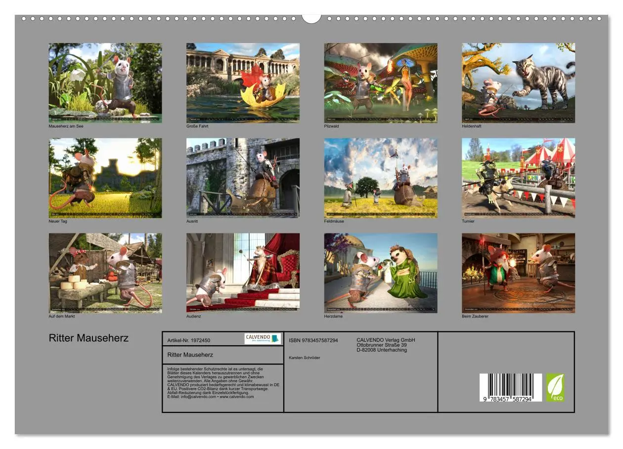 Bild: 9783457587294 | Ritter Mauseherz (hochwertiger Premium Wandkalender 2026 DIN A2...
