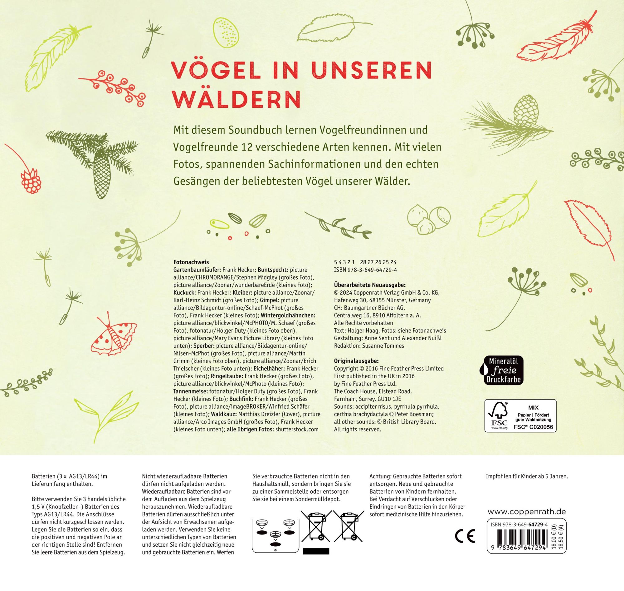 Rückseite: 9783649647294 | Vögel in unseren Wäldern | Mit 12 echten Tierstimmen | Holger Haag
