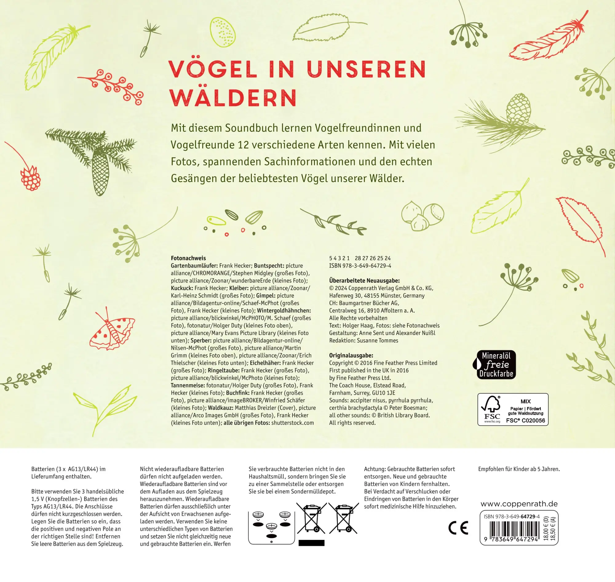 Rückseite: 9783649647294 | Vögel in unseren Wäldern | Mit 12 echten Tierstimmen | Holger Haag