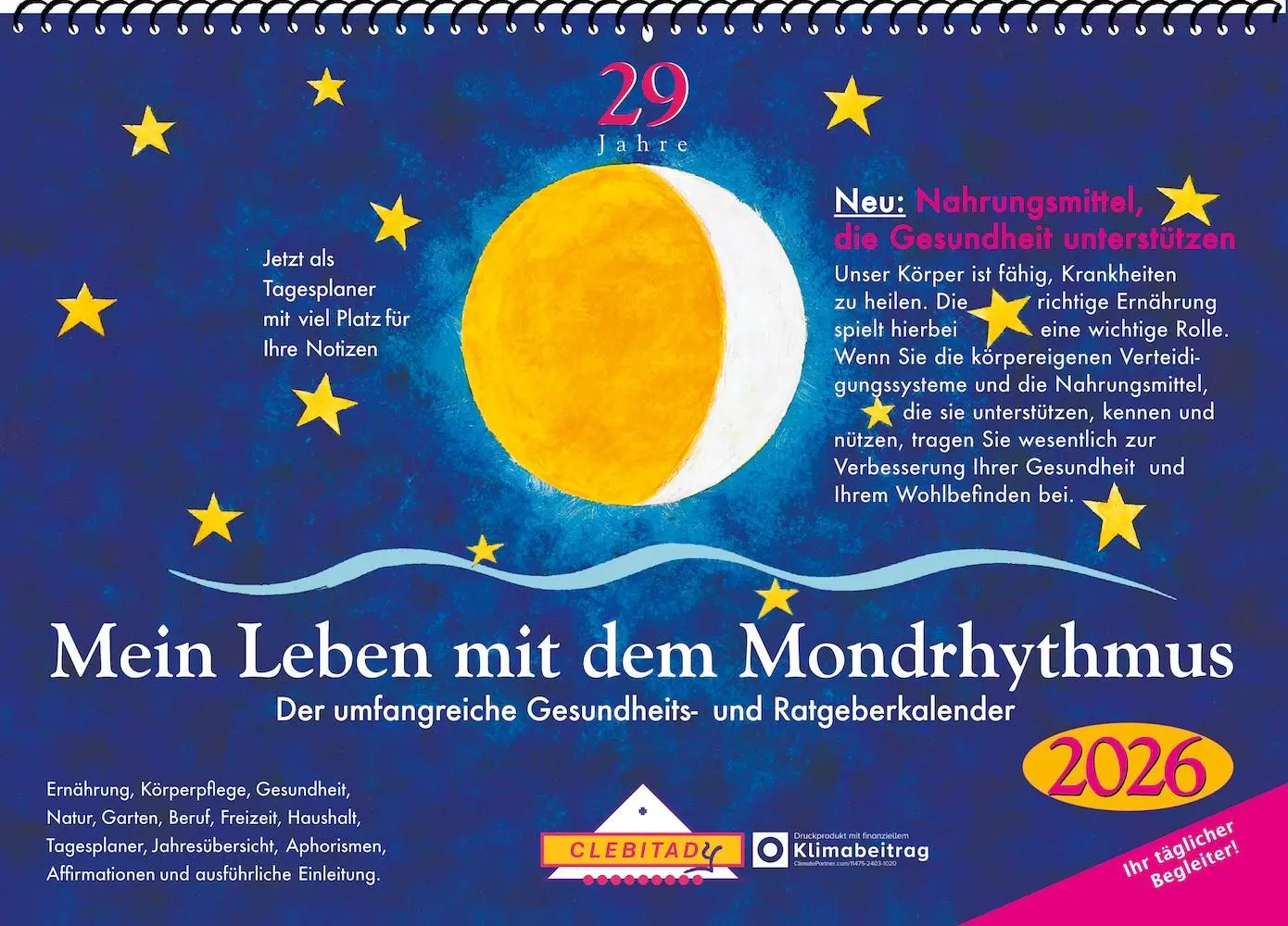 Cover: 9783932547294 | Mein Leben mit dem Mondrhythmus 2026 | Wandkalender | Edith Stadig