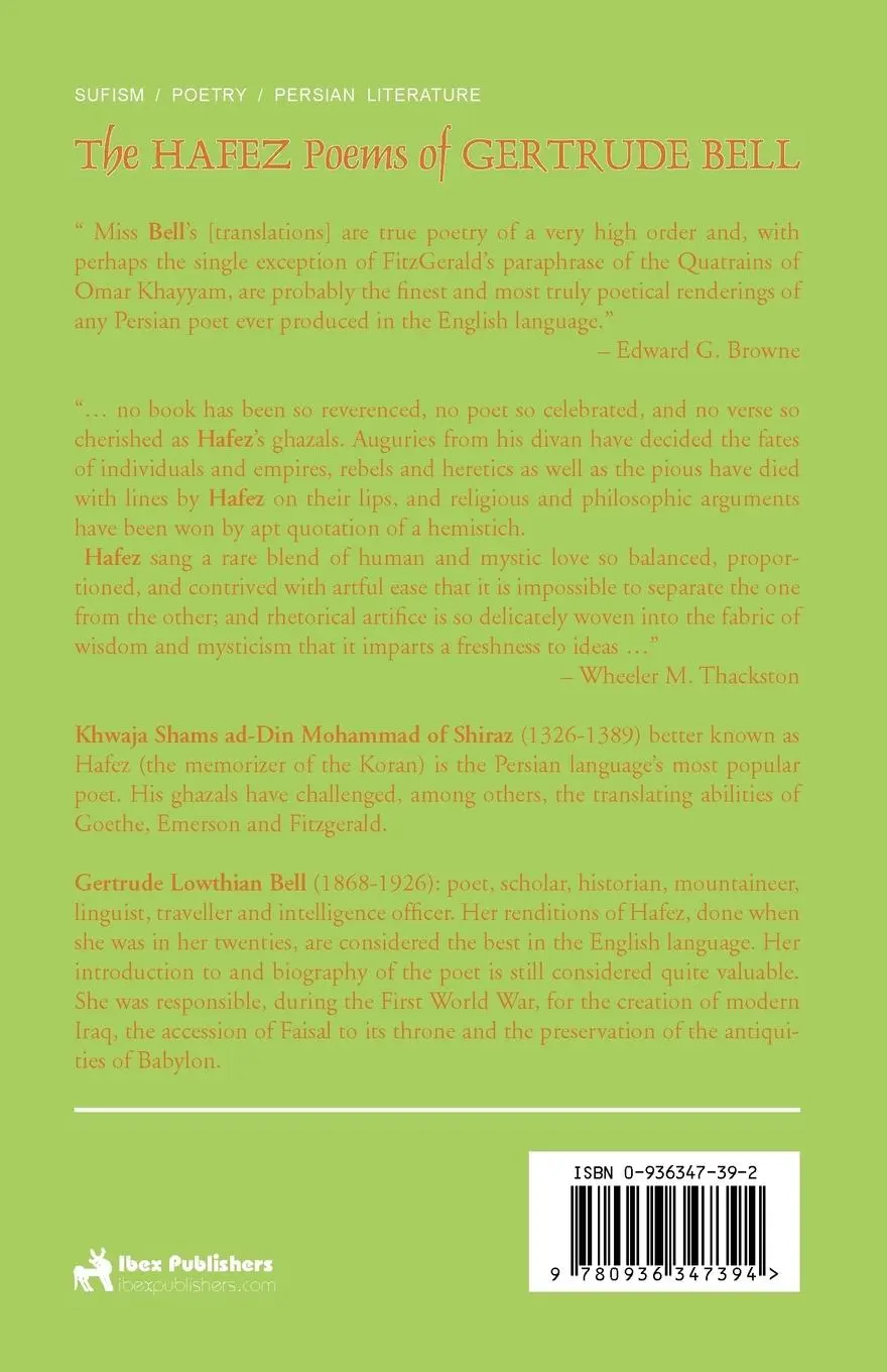 Rückseite: 9780936347394 | The Hafez Poems of Gertrude Bell | Gertrude Bell | Taschenbuch | 1995