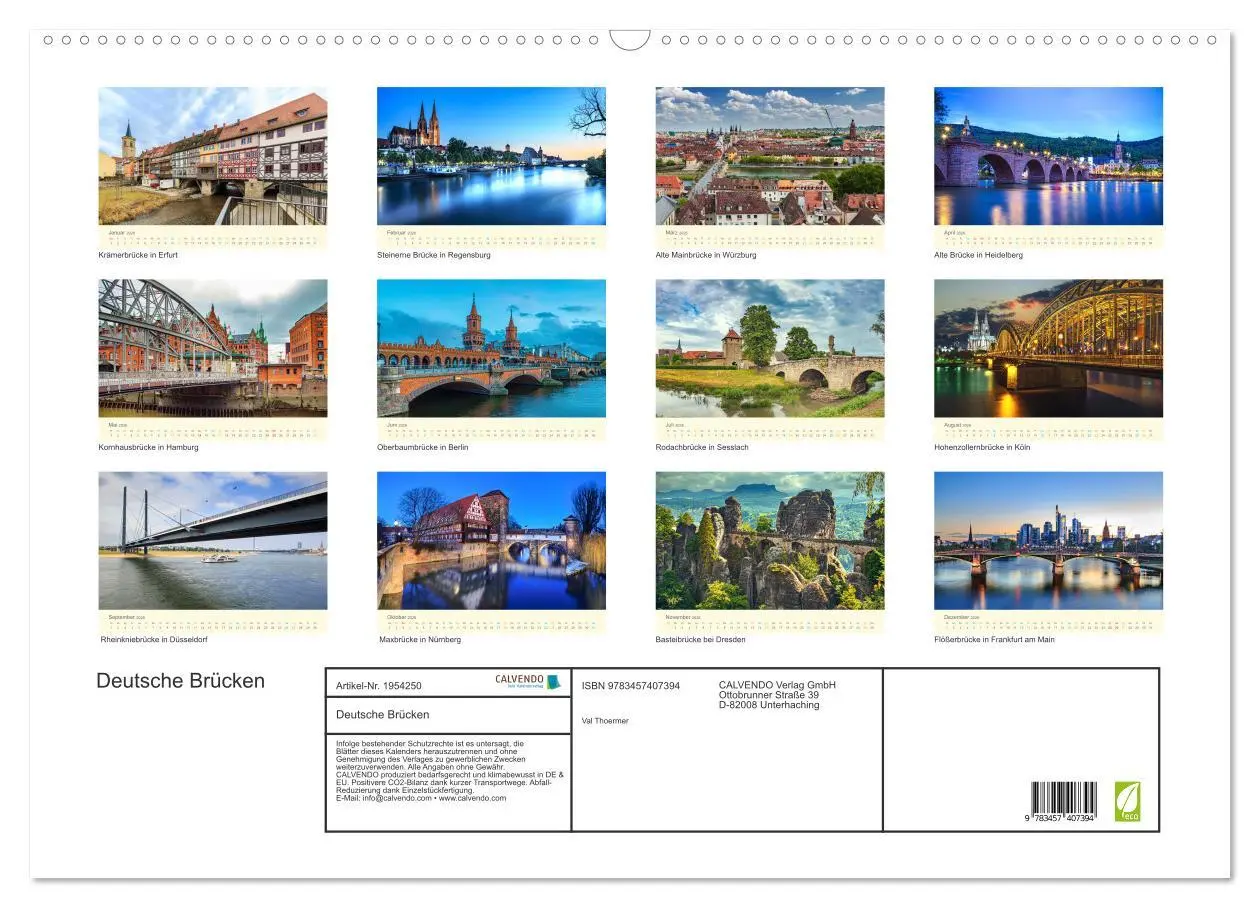 Bild: 9783457407394 | Deutsche Brücken (Wandkalender 2026 DIN A2 quer), CALVENDO...