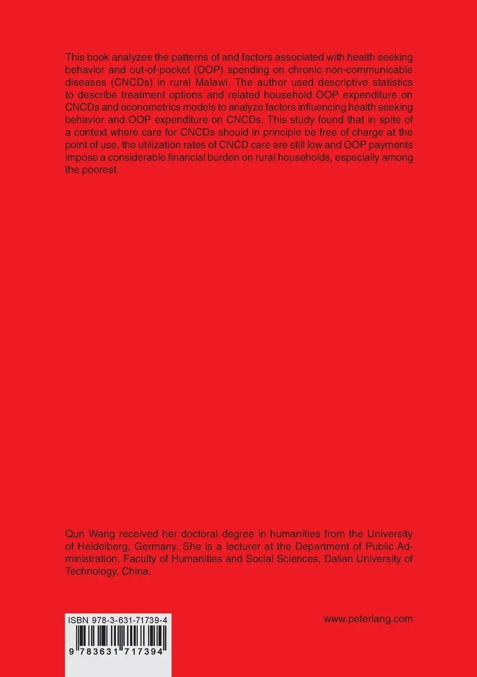 Rückseite: 9783631717394 | Health Seeking Behavior and Out-of-Pocket Expenditure on Chronic...