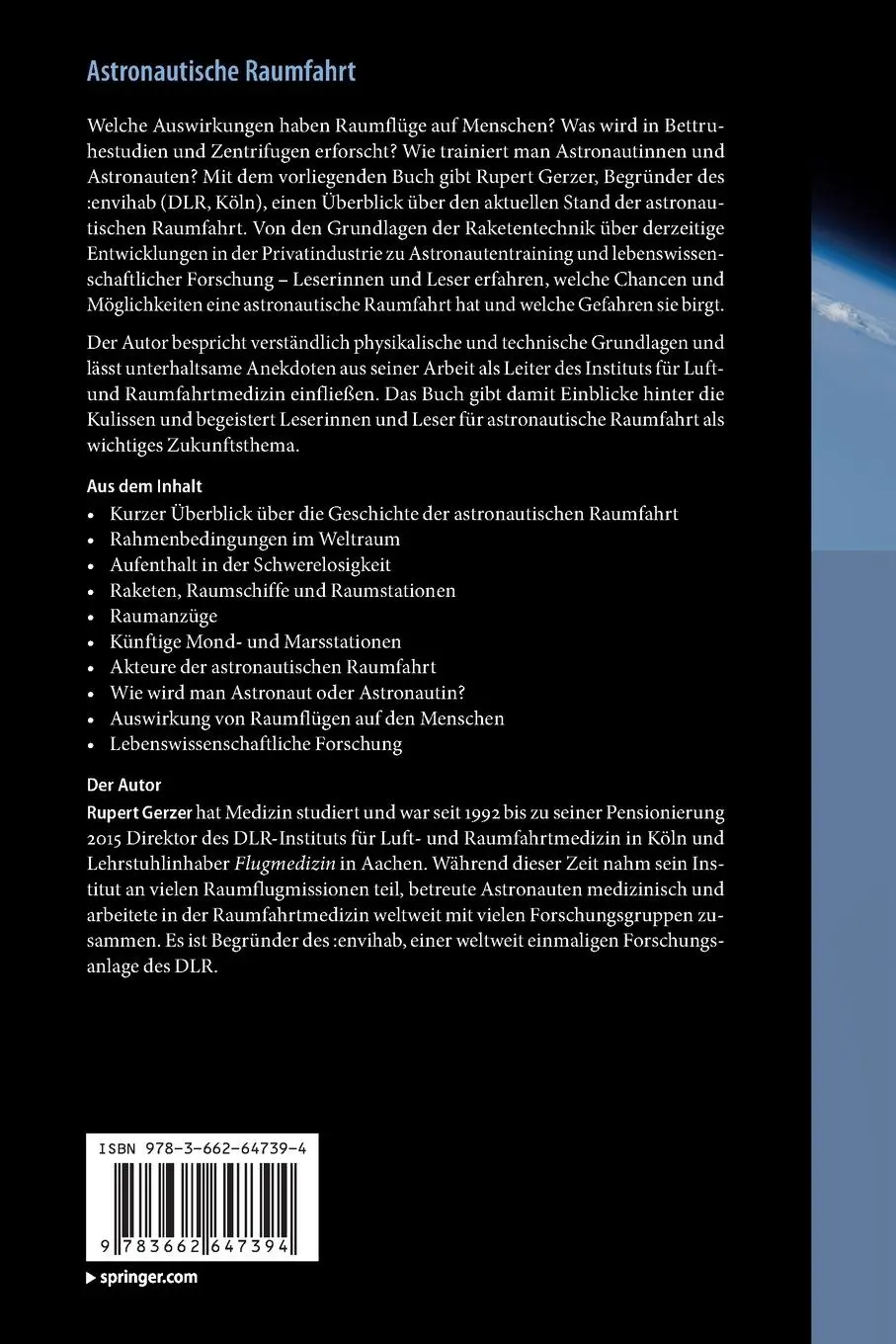 Rückseite: 9783662647394 | Astronautische Raumfahrt | Beginn eines neuen Zeitalters | Gerzer