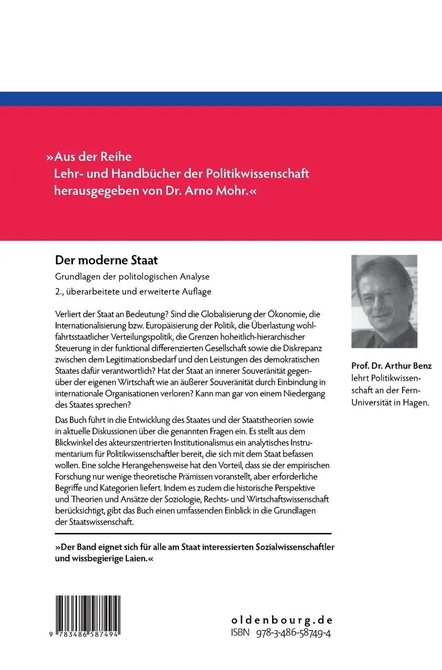 Rückseite: 9783486587494 | Der moderne Staat | Grundlagen der politologischen Analyse | Benz | IX