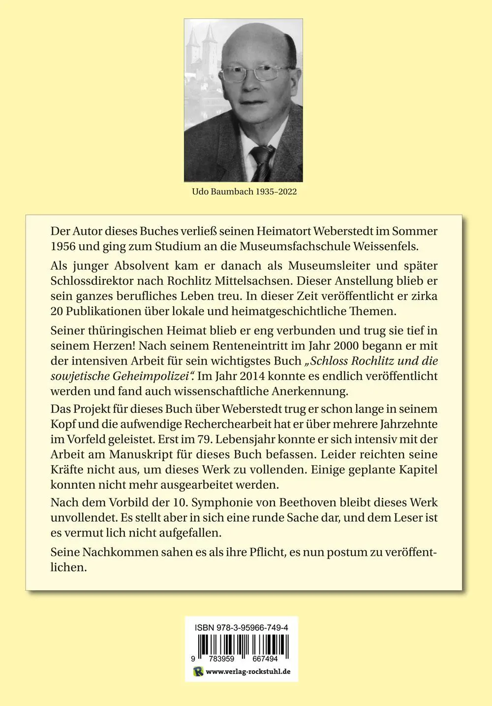 Rückseite: 9783959667494 | Weberstedt am Hainich und die Familie Baumbach | Baumbach Udo | Buch