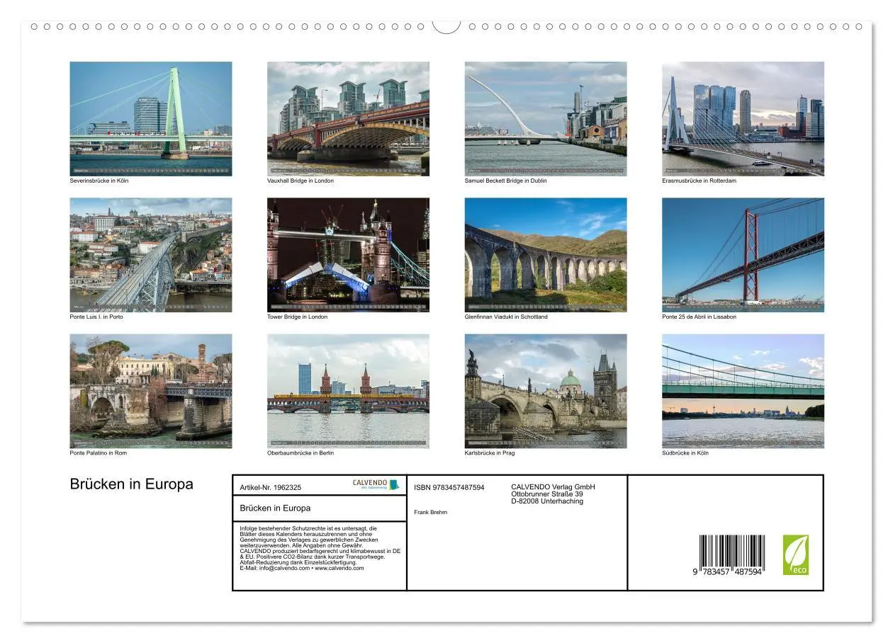 Bild: 9783457487594 | Brücken in Europa (hochwertiger Premium Wandkalender 2026 DIN A2...