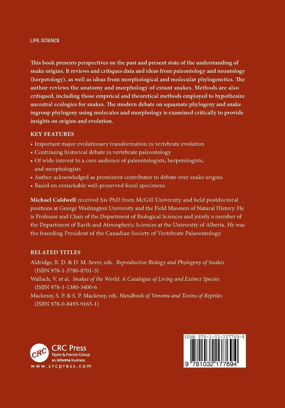 Rückseite: 9781032177694 | The Origin of Snakes | Morphology and the Fossil Record | Caldwell