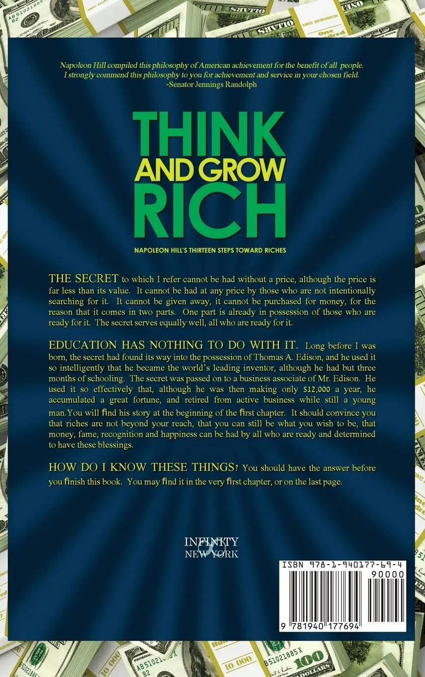 Rückseite: 9781940177694 | Think and Grow Rich - Napoleon Hill's Thirteen Steps Toward Riches