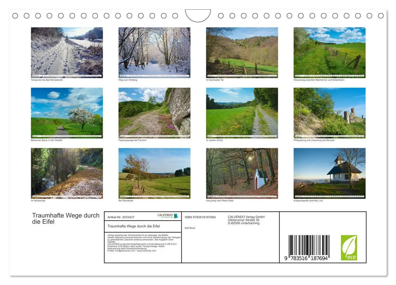 Bild: 9783516187694 | Traumhafte Wege durch die Eifel (Wandkalender 2026 DIN A4 quer),...