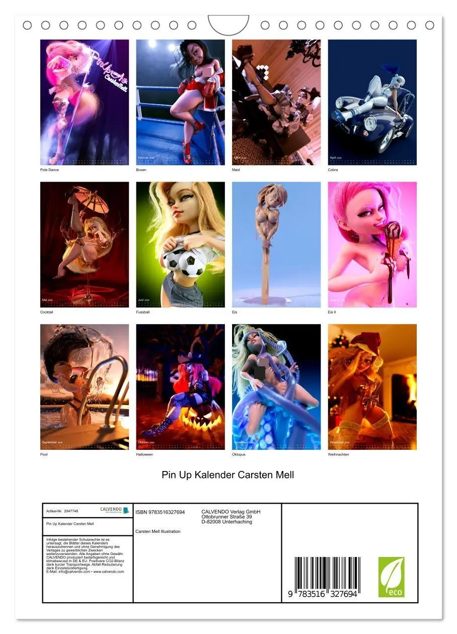 Bild: 9783516327694 | Pin Up Kalender Carsten Mell (Wandkalender 2026 DIN A4 hoch),...