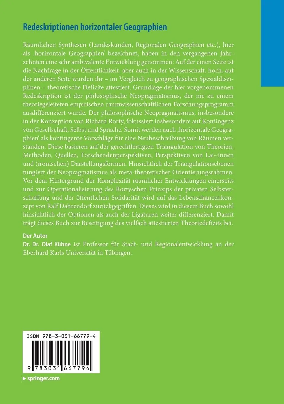 Rückseite: 9783031667794 | Redeskriptionen horizontaler Geographien | Olaf Kühne | Taschenbuch