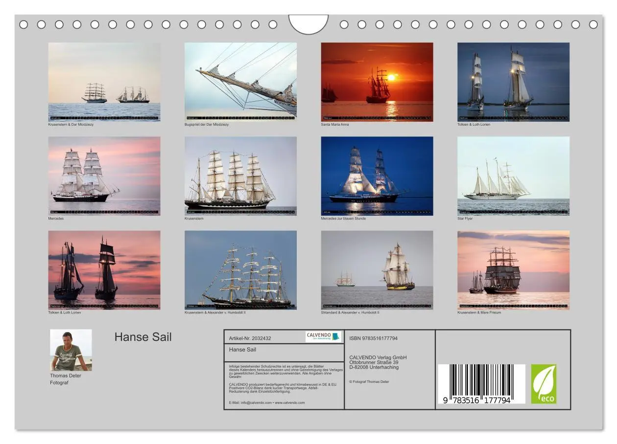 Bild: 9783516177794 | Hanse Sail (Wandkalender 2026 DIN A4 quer), CALVENDO Monatskalender