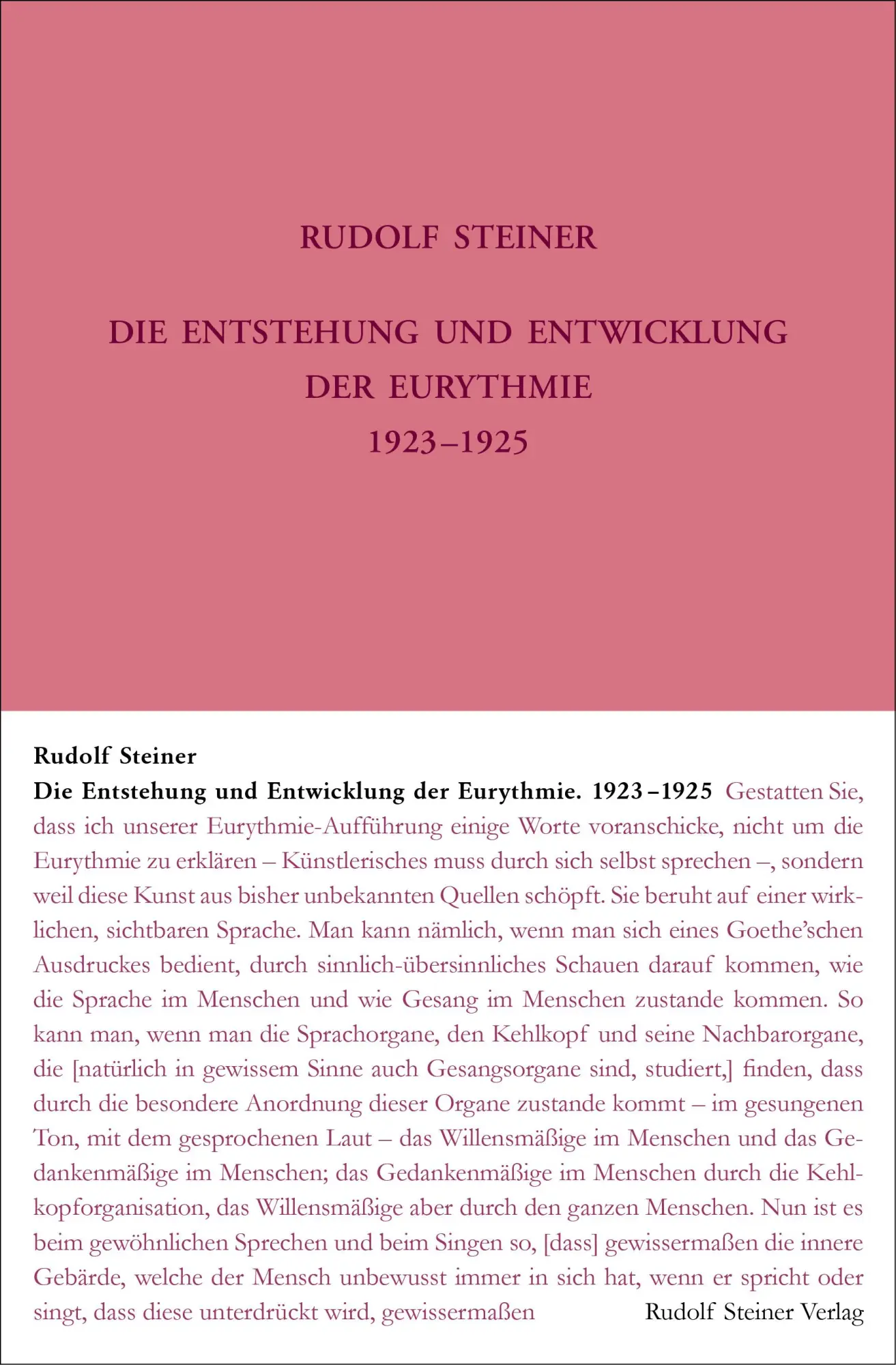 Cover: 9783727427794 | Die Entstehung und Entwicklung der Eurythmie 1922-1924 | Steiner