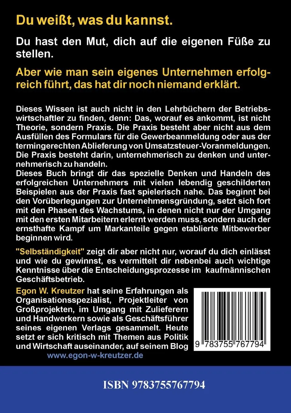 Rückseite: 9783755767794 | Selbständigkeit | Worauf du dich einlässt und wie du gewinnst | Buch