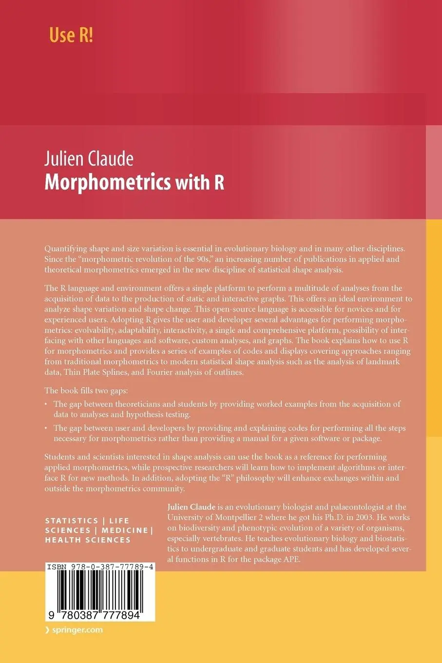 Rückseite: 9780387777894 | Morphometrics with R | Julien Claude | Taschenbuch | xviii | Englisch