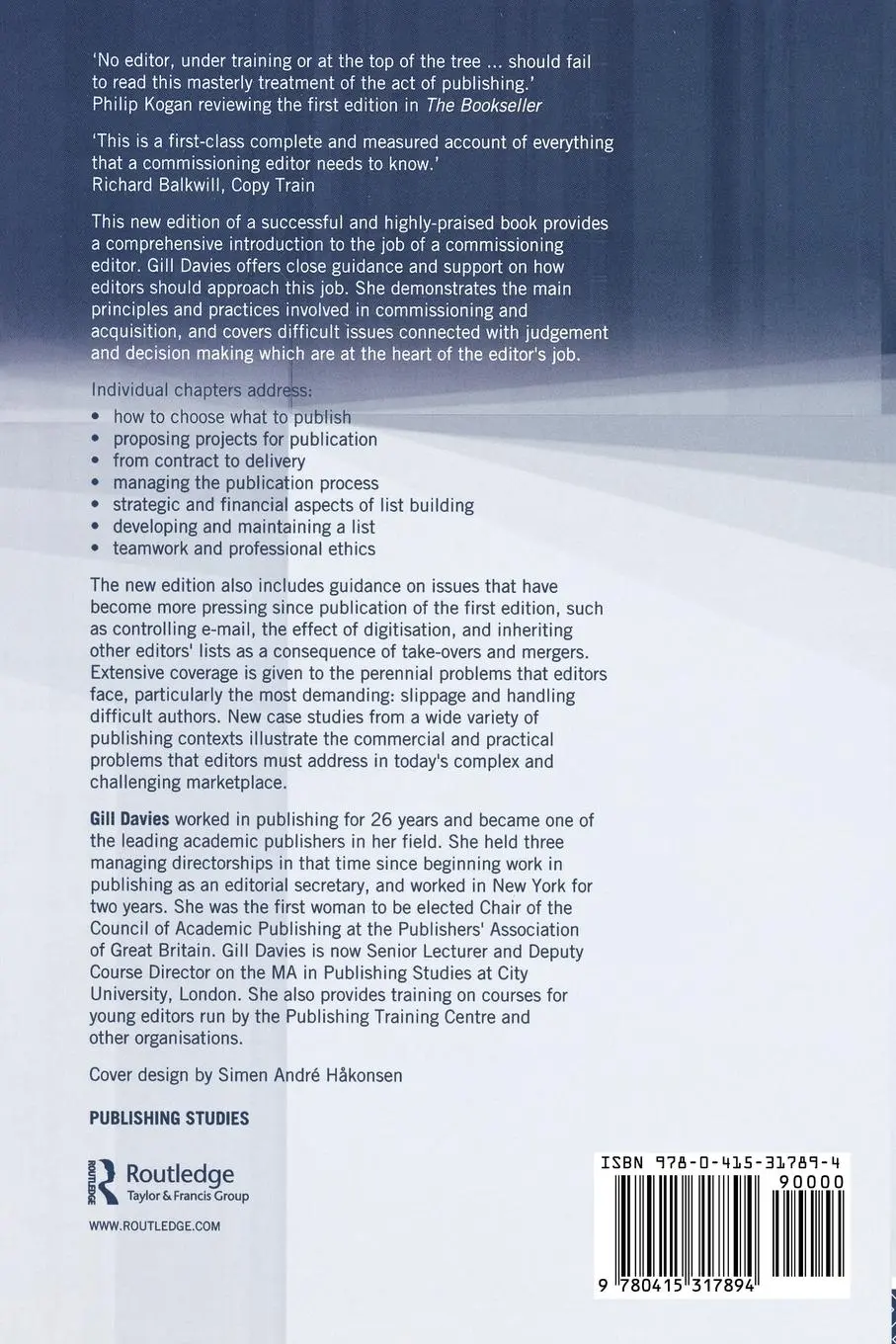 Rückseite: 9780415317894 | Book Commissioning and Acquisition | Gill Davies | Taschenbuch | 2004