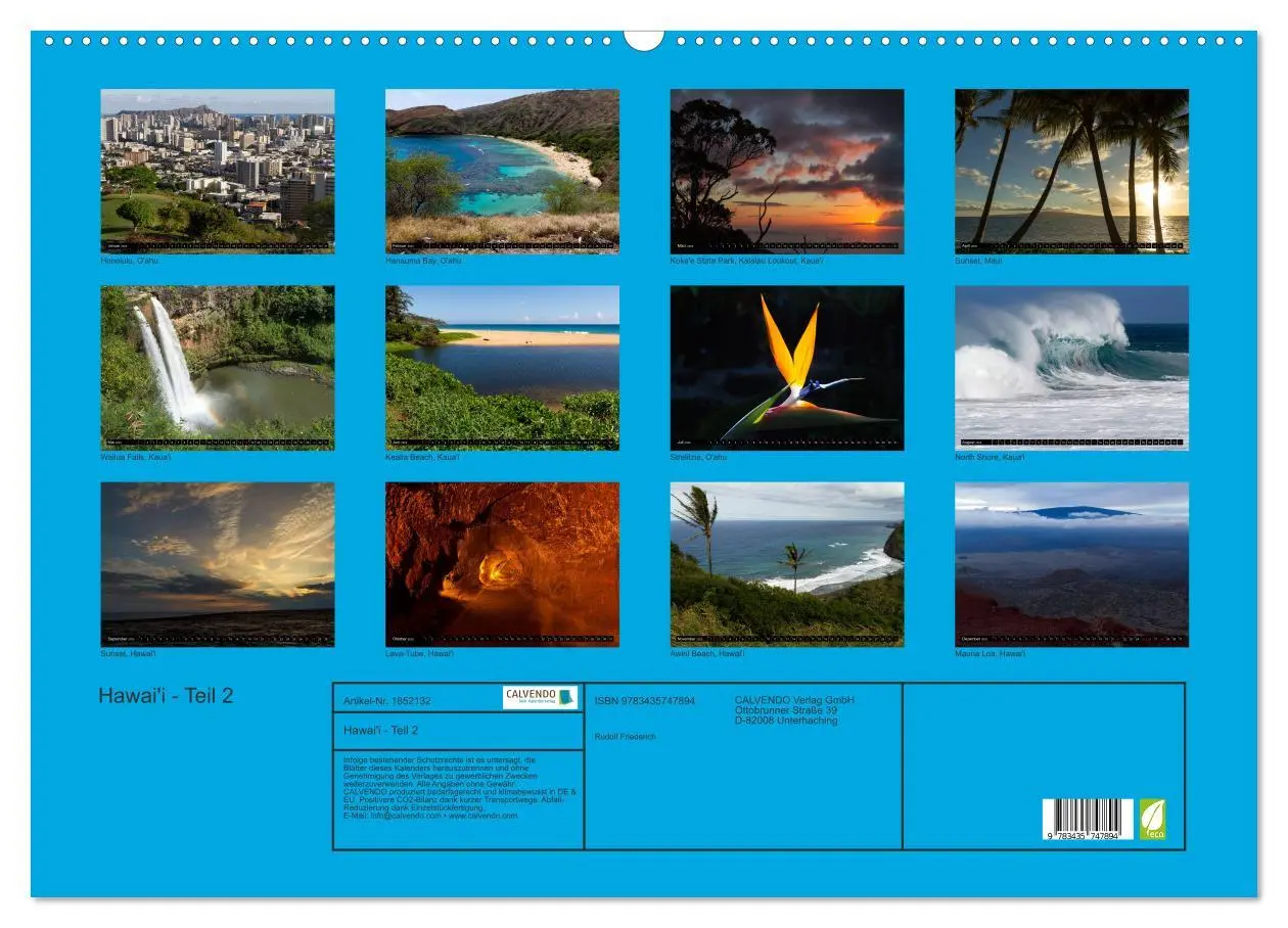 Bild: 9783435747894 | Hawai'i - Teil 2 (Wandkalender 2025 DIN A2 quer), CALVENDO...