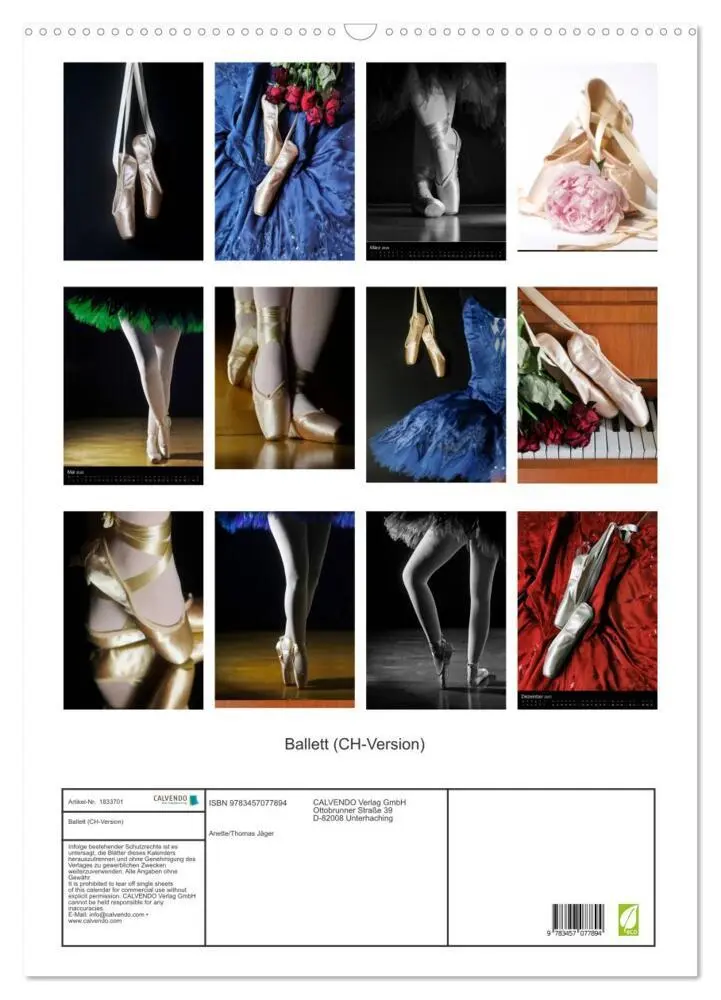Bild: 9783457077894 | Ballett (CH-Version) (Wandkalender 2025 DIN A2 hoch), CALVENDO...