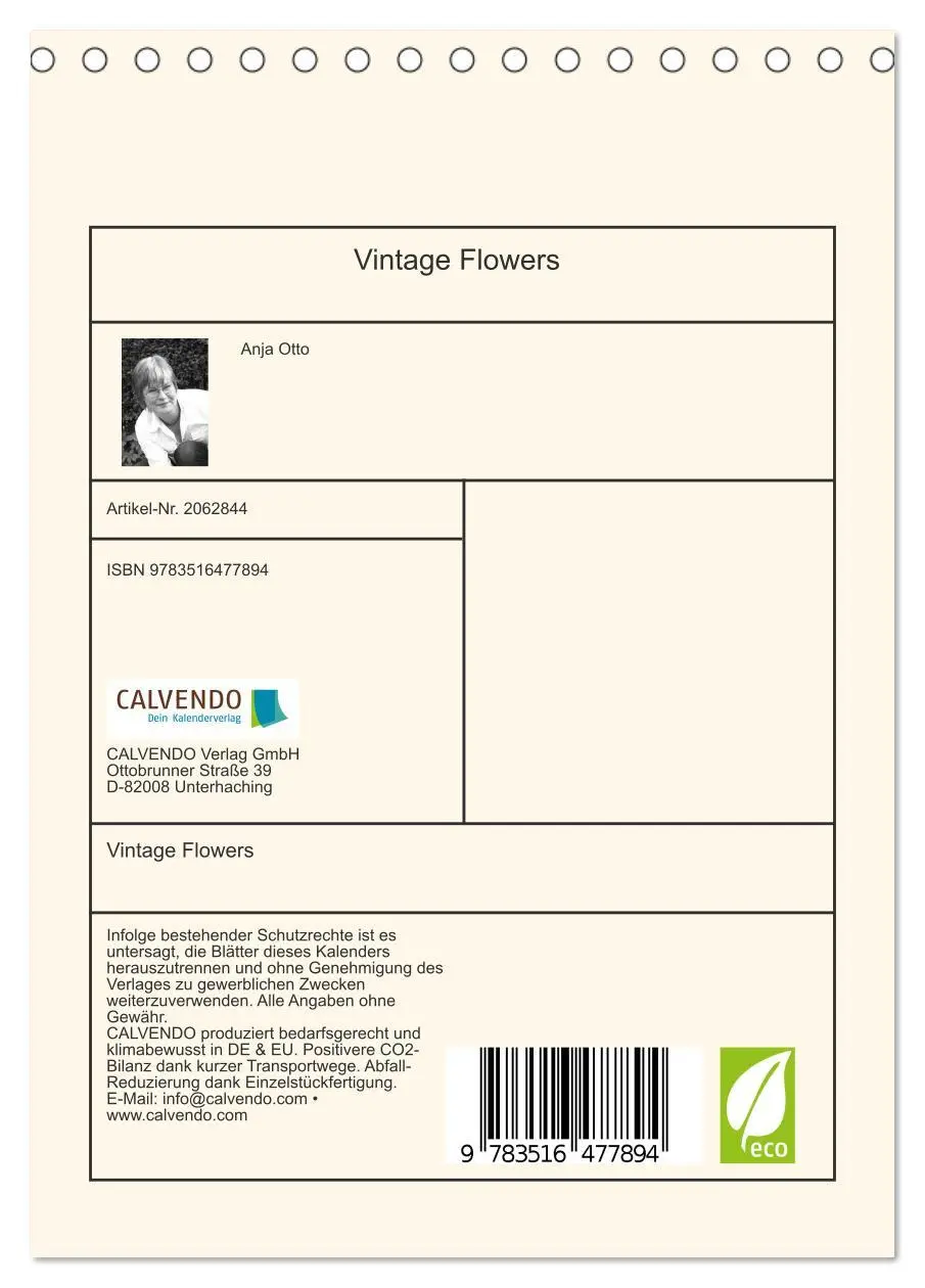 Bild: 9783516477894 | Vintage Flowers (Tischkalender 2026 DIN A5 hoch), CALVENDO...