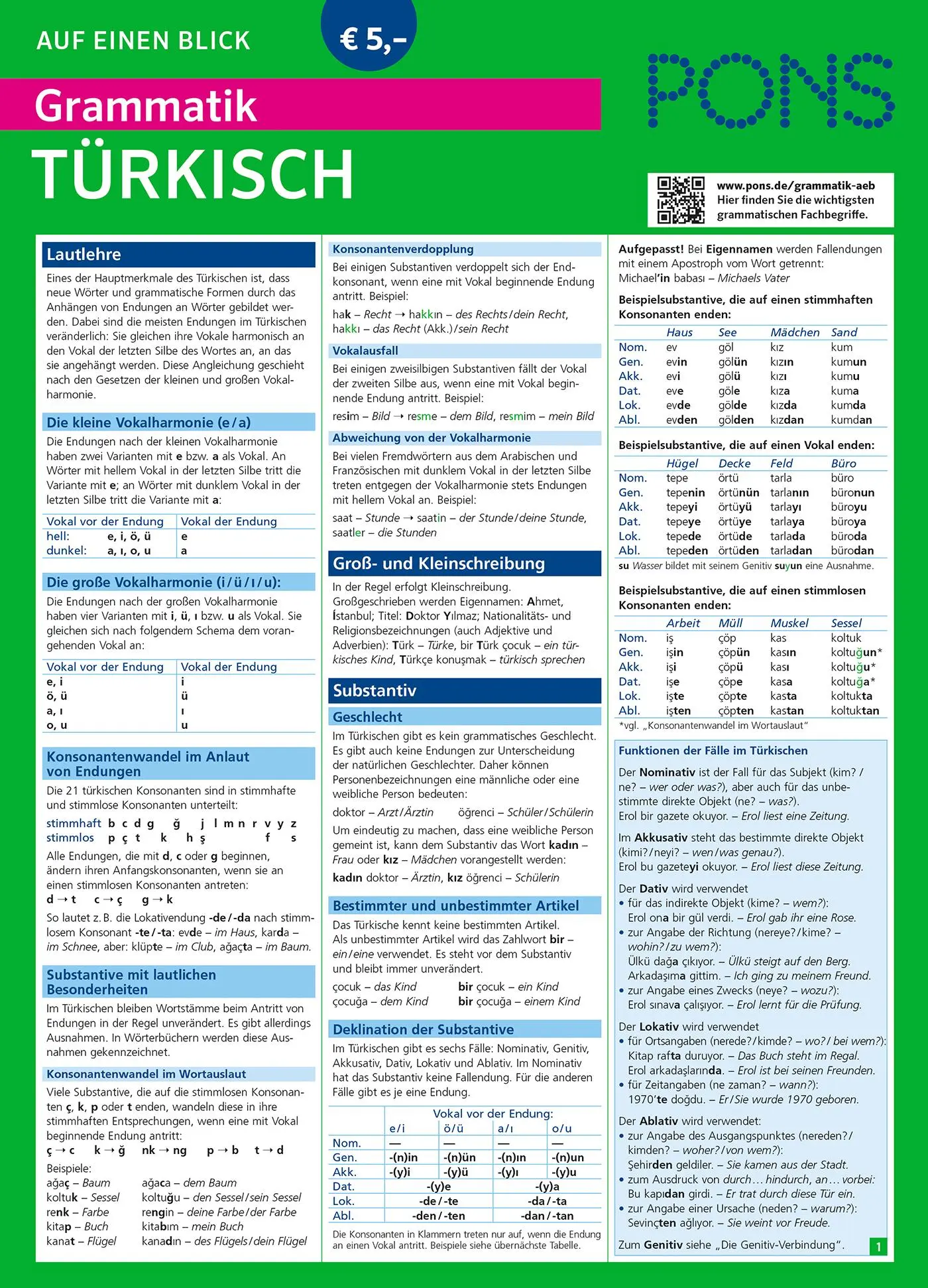 Cover: 9783125627994 | PONS Grammatik auf einen Blick Türkisch | Gregor Vetter | Taschenbuch
