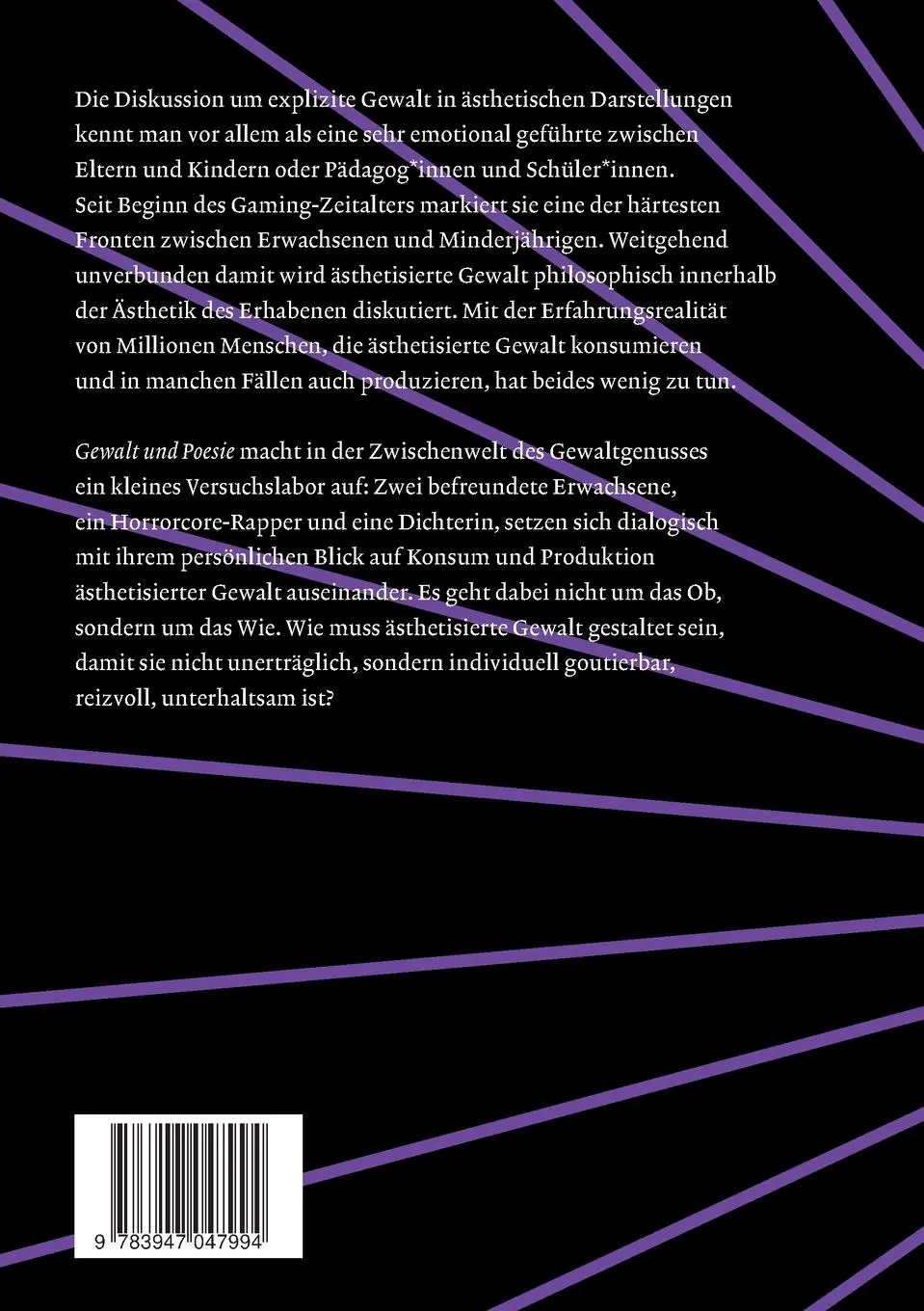 Rückseite: 9783947047994 | Gewalt und Poesie | Ein literarischer Dialog | Jess Tartas (u. a.)