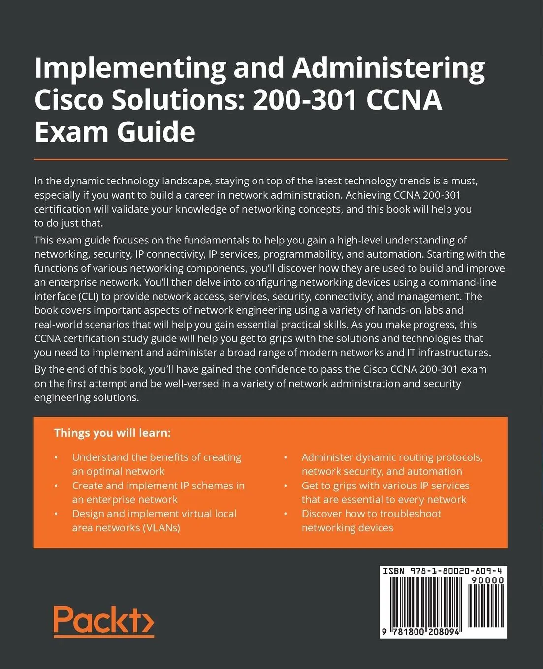 Rückseite: 9781800208094 | Implementing and Administering Cisco Solutions 200-301 CCNA Exam Guide