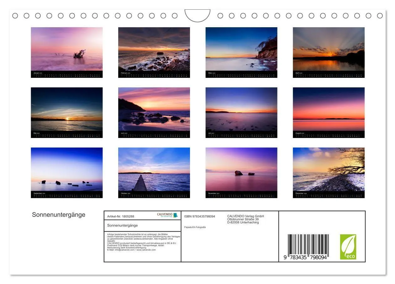 Bild: 9783435798094 | Sonnenuntergänge (Wandkalender 2025 DIN A4 quer), CALVENDO...