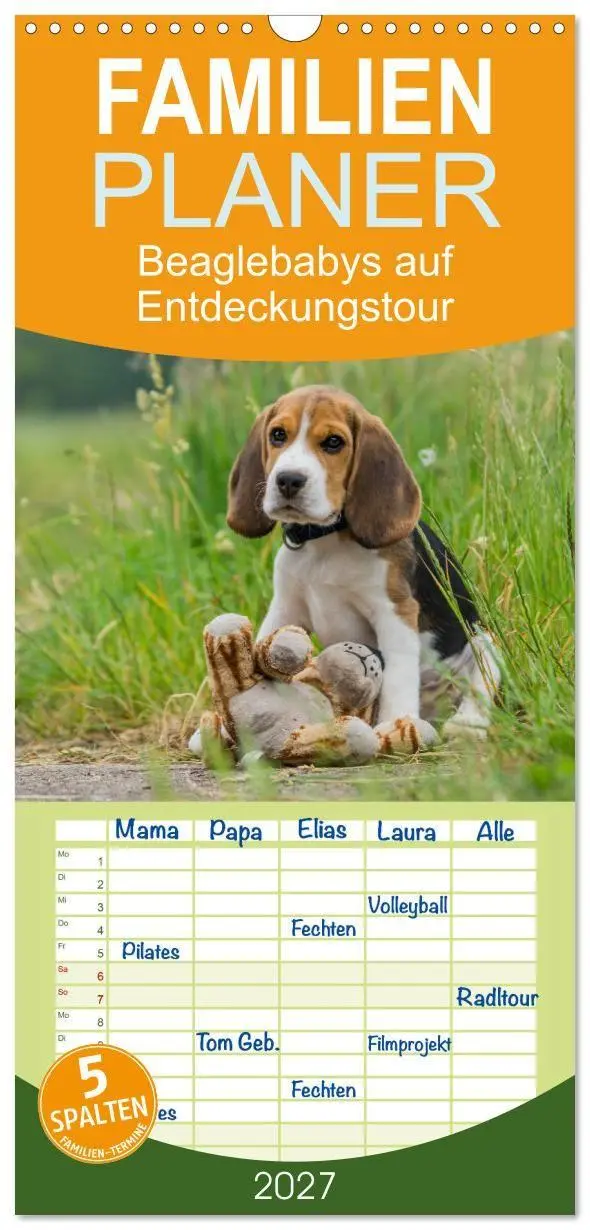 Cover: 9783594338094 | Familienplaner 2027 - Beaglebabys auf Entdeckungstour mit 5 Spalten...